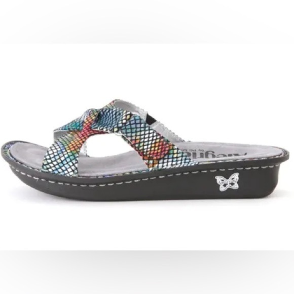 NWOB Alegria Violet Multi Floral Snake Leather Slip-On Sandals Sz EU 39 US 8.5 - Picture 11 of 14